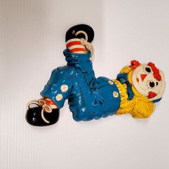 Raggedy Ann and Andy Plastic Set 2 Wall Plaques 1977 Bobbs Merrill Hangings - Picture 3 of 5